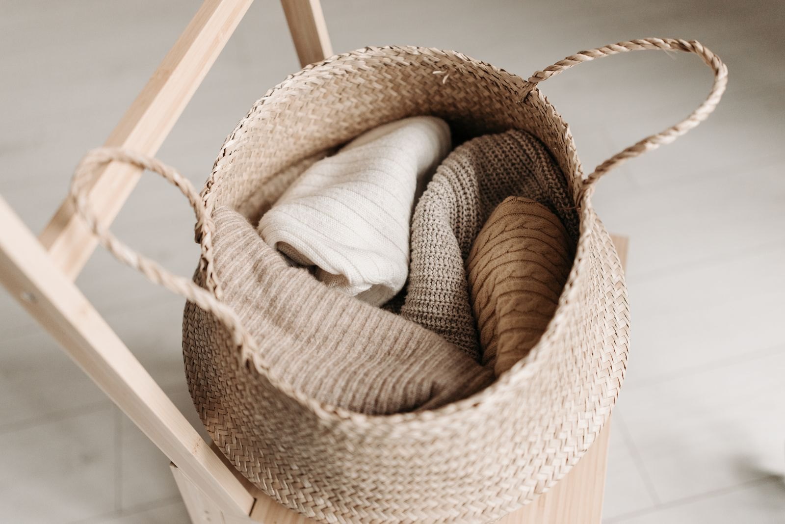 Folded clothes inside a basket