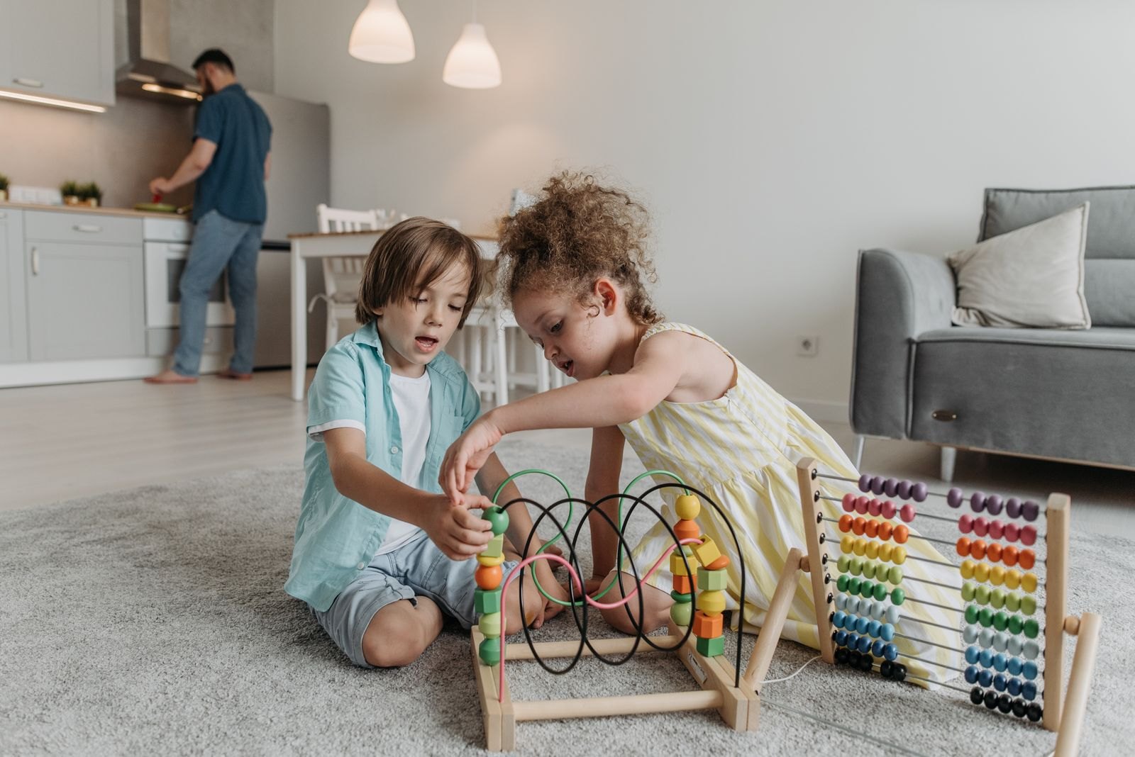 Children playing in the living room