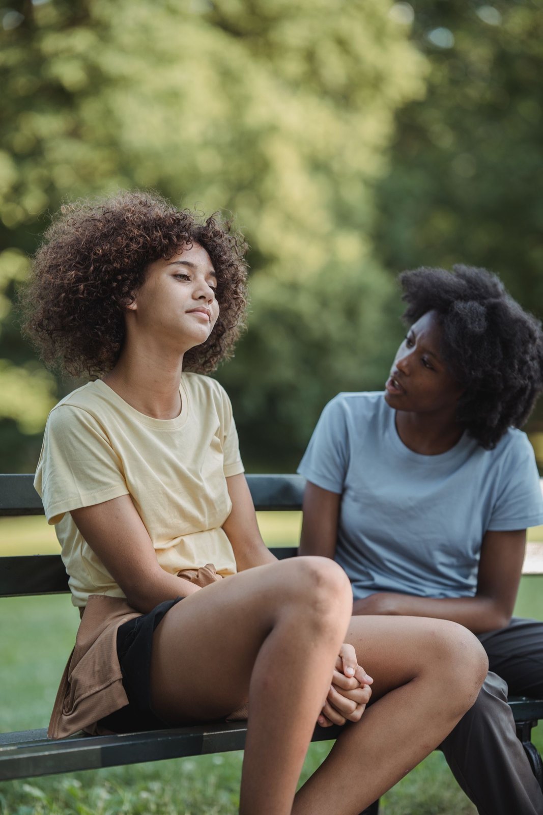 Mother talking with teen child