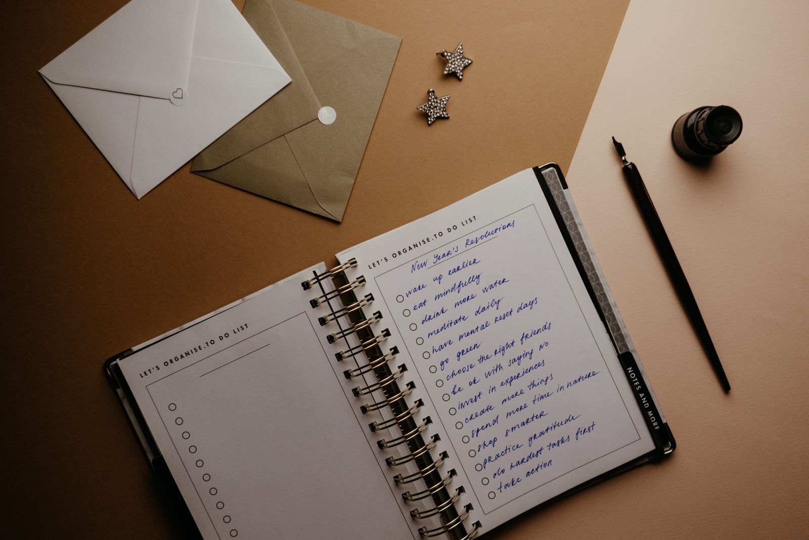 White notebook on the table