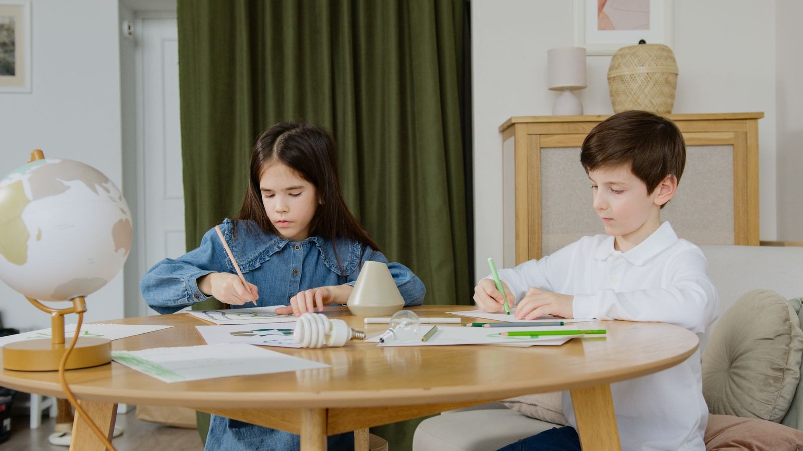 Kids drawing on paper